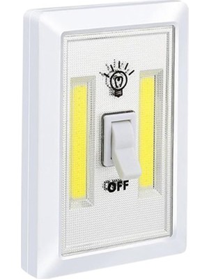 Delixa Pille Çalışan Duvar Anahtarı Tipi Cob LED Lamba, Kablosuz Dolap Içi Aydınlatma, Mıknatıslı, Yapışkan
