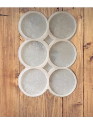 Elhobi 6'lı Yuvarlak Bardak Altlığı Silikon Kalıbı (9 cm Çap - 6 mm Derinlik) (İnci)