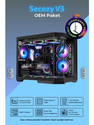 İnce Hesap Ih Secozy V3 R5-7600 16 GB 1 Tb SSD RTX5070 12 GB Oem Paket