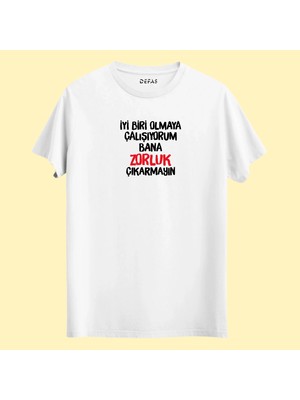 DEFAS Espirili BASKILAR-BEYAZ-%100 Pamuk-Regular-Bisiklet Yaka-Trend T-Shirt-Baskılı Tişört