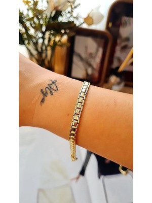 CM Jewelry 14K Altın Kaplama Klasik Zincir Form Gold Bileklik