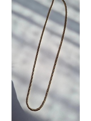CM Jewelry 14K Altın Renk Kuyumcu Model Altın Işçiliğinde Zincir Kolye