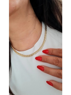 CM Jewelry 14K Altın Renk Kuyumcu Model Altın Işçiliğinde Zincir Kolye