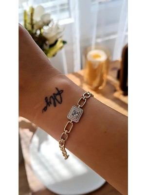 Xuping Jewelry 14K Altın Kaplama Taş Detaylı Minimal Zincir Bileklik