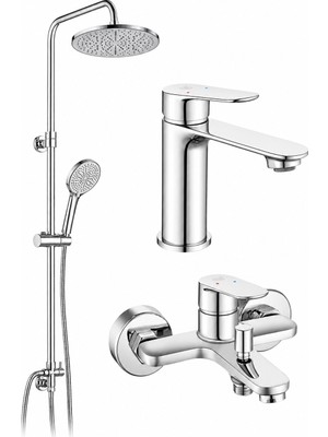 Eca Ar Fast Banyo Bataryası + Fast Lavabo Bataryası + Tuna Duş Kolonu Kombin Seti | 5 Yıl Garantili