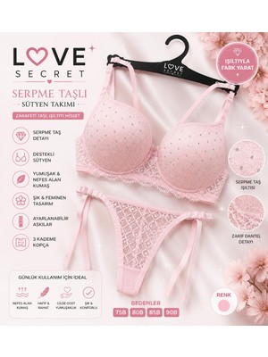 Love Secret Serpme Taşlı Dolgulu Sütyen Takım