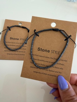 Jewelry Unisex Hematit Taşlı Ayarlanabilir Bileklik