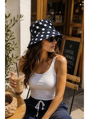 Wearflawless Kadın Desenli Leopar ve Puantiye Trend Kova Şapka Pamuk Karışımı Yazlık Aksesuar