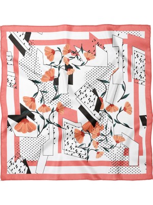 Sultan İpek Geometrik Çiçek Desenli Fular/ Bandana 70X70CM
