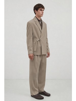 Antioch Taş Relax Fit Kuşaklı Blazer Ceket