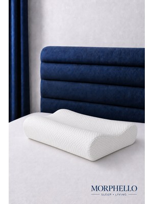 Morphello Çift Boyun Destekli Ortopedik Visco Yastık 54X40 cm – Ergonomik Baş Boyun Yastığı, Orta Sert, Yıkanabilir Kılıflı
