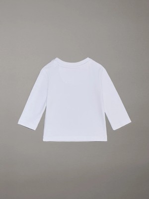 Calvin Klein Unisex Beyaz Calvin Klein Monogram Ls T-Shırt, Yaf Beyaz Çocuk T-Shirt