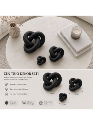 Emas Design 3D Zen Trio Dekor Seti 3lü Siyah