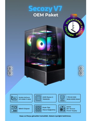 İnce Hesap Ih Secozy V7 R5-7500X3D 16 GB 1 Tb SSD RTX5060 Tı 8 GB Oem Paket