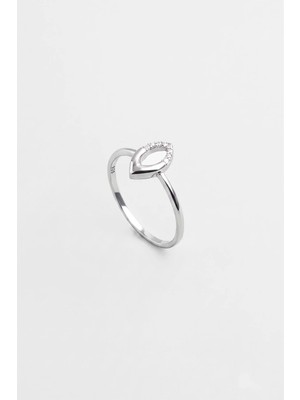 So CHIC Minimal 18 Ayar Beyaz Altın Kaplama Gümüş Yüzük