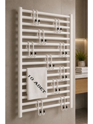 Teknor 10'lu Banyo Askı Seti | Havlupan Için Pratik Havlu Askıları 10X5 cm
