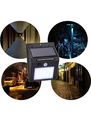 Usm Güneş Enerjili Solar Dış Mekan Lambası - 20 LED Aydınlatmalı - Duvar Tipi