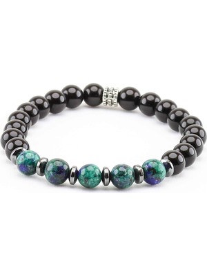 Esha Store Doğal Taş Jade Oniks Hematit Doğal Taş Erkek Bileklik EUB14JOHT Huzur ve Güç