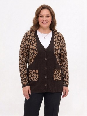 Onno Style Simli Leopar Desen Klasik Düğmeli Ceket