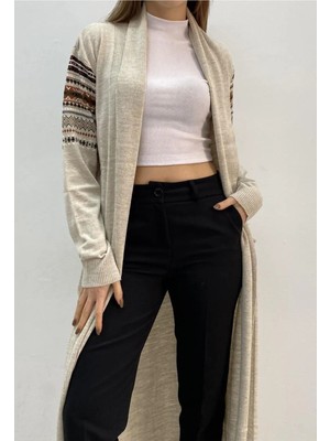 Onno Style Spor Triko Kilim Desenli Uzun Hırka