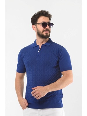 Onno Pamuklu Fermuarlı Desenli Triko Tshirt