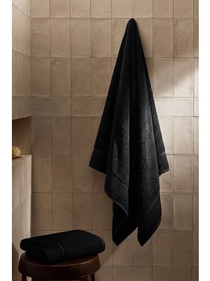 Teohomelinens  Ephesus Banyo Havlusu Seti, 2'li Set, %60 Bambu %40 Pamuk, Siyah