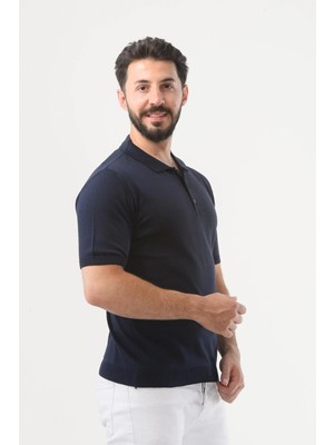 Onno Lacivert Polo Yaka Regular Pamuklu T-Shirt