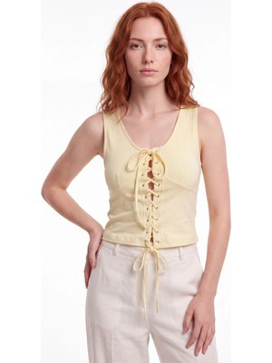 Cemo Bağcık Detaylı Crop Bluz