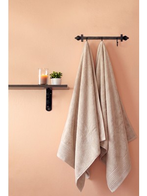 Teohomelinens  Ephesus Banyo Havlusu Seti, 2'li Set, %60 Bambu %40 Pamuk, Bej