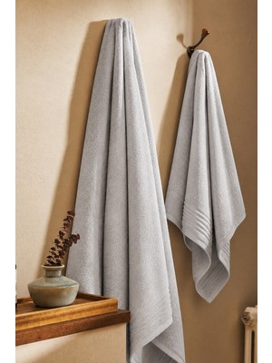 Teohomelinens  Ephesus Banyo Havlusu Seti, 2'li Set, %60 Bambu %40 Pamuk, Açık Gri