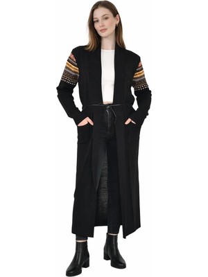 Onno Style Spor Triko Kilim Desenli Uzun Hırka