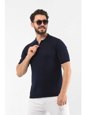 Onno Pamuklu Fermuarlı Desenli Triko Tshirt