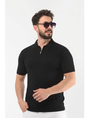 Onno Pamuklu Fermuarlı Desenli Triko Tshirt