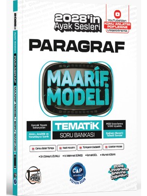 Çap Yayınları Üniversiteye Hazırlık Paragraf Ders Platosu Maarif Modeli Tematik Soru Bankası 2028