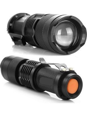 Ozkr Store Km-87 Polis Tipi Zoomlu Şarjlı Metal Dağ Kamp Cep Feneri Cree LED 2300 Lumens