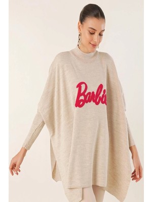 Onno Style Düz Barbiş Nakışlı Standart Triko Panço