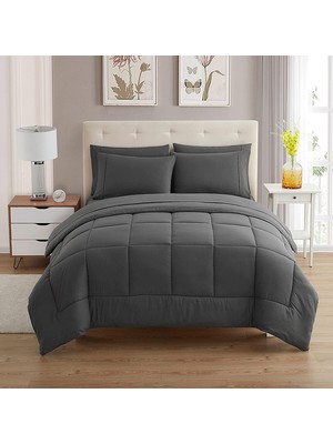 Sweet Home Collection Ultra Yumuşak Kuş Tüyü Alternatif Set ve Lüks Çarşaflar, Polyester, Gri, Queen