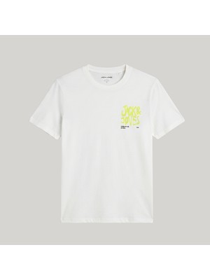 Jack & Jones Erkek Sirt Baskili Relaxed Fit Bisiklet Yaka Tisört - Mark