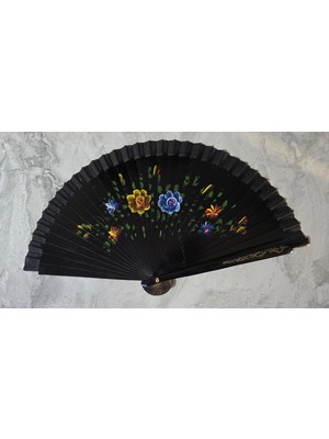 Ozkr Store Bambu Çift Taraflı Siyah Yelpaze 12'li Paket