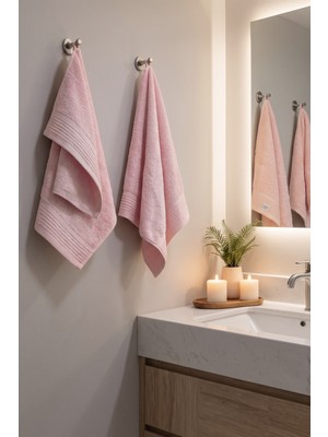 Teohomelinens  Ephesus El  & Yüz Havlusu, 2'li Set, %60 Bambu %40 Pamuk, Pembe