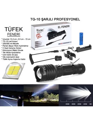Ozkr Store Tg-10 Şarjlı Profesyonel Av Feneri  WT-620