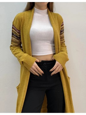 Onno Style Spor Triko Kilim Desenli Uzun Hırka