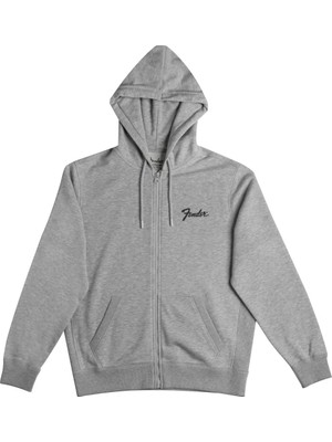 Fender® Spaghetti Logo Fermuarlı Hoodie - Gri