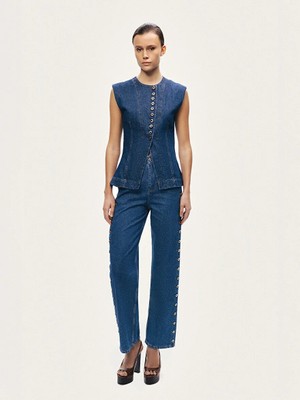 Nocturne Metal Düğme Detaylı Denim Pantolon 18167