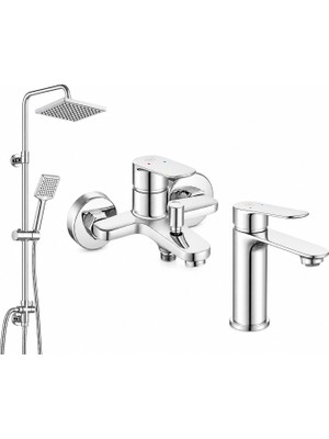 Eca Ar Fast Lavabo Bataryası + Fast Banyo Bataryası + Dicle Duş Kolonu 5 Yıl Garantili