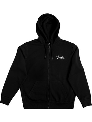 Fender® Spaghetti Logo Fermuarlı Hoodie - Siyah
