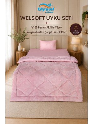 Uysal Yorgan Welsoft Akfil Tek Kişilik Uyku Seti PUDRA