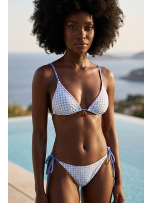 Katia & Bony Kadın Mediterranean Mavi Ekose Üçgen Bikini Takımı
