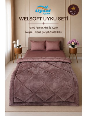 Uysal Yorgan Welsoft Akfil Battal Boy Uyku Seti GÜL KURUSU