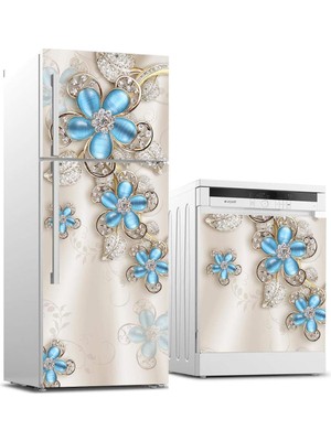 Zemira Buzdolabı Bulaşık Makinası Beyaz Eşya Sticker Kaplama 3D Çiçek